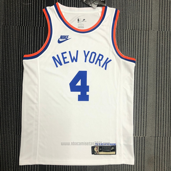 Camiseta New York Knicks Derrick Rose #4 75th Anniversary Blanco